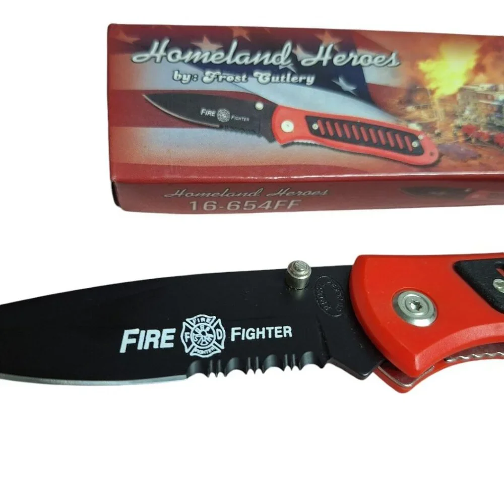 Homeland Heroes Frost Cutlery Knife 16654FF‎ 4.5 Inch Closed Locking Tactical